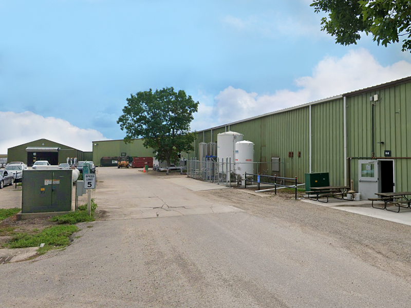View from the ground looking at the large facility we spray foamed, Stellar Industries, in Kanawha, IA